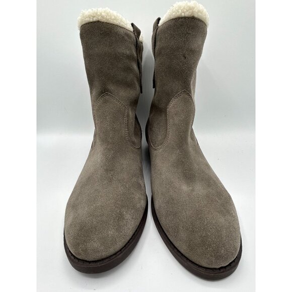 Sole Society Taupe Suede-Like Ankle Boots With Faux Shearling Lining Size 11 - Picture 3 of 8